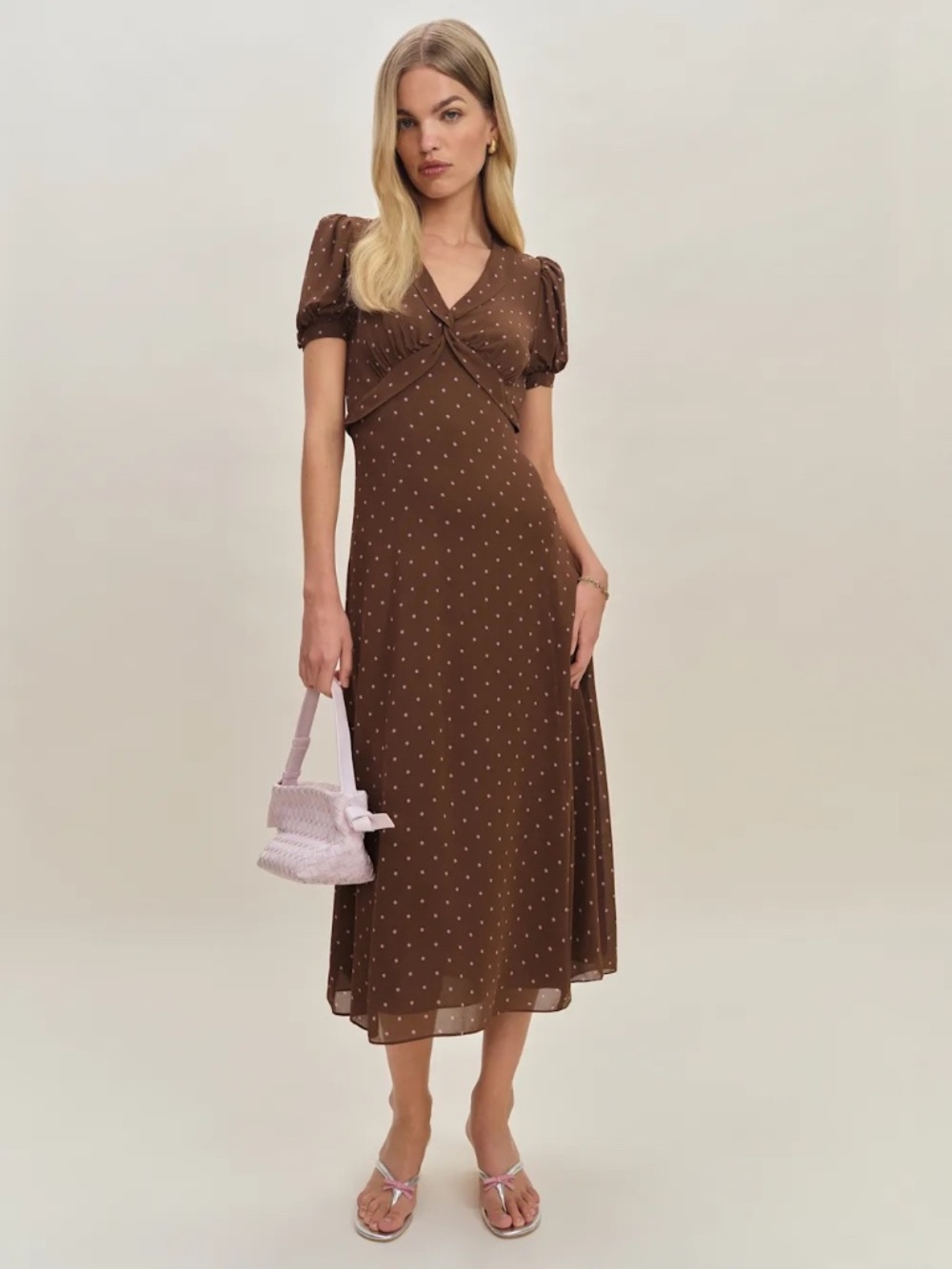 NWT Reformation Michelle Dress $278 brown size 4